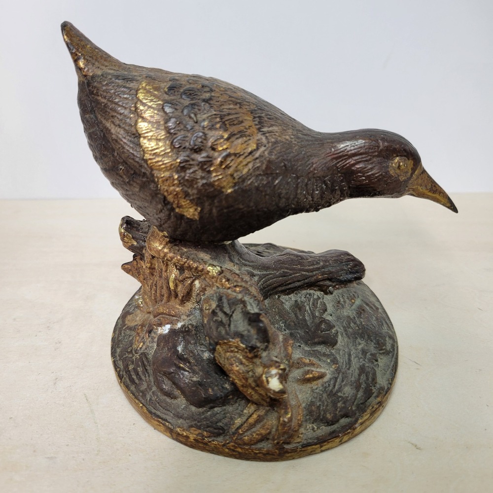 Vintage Bird‎ Statue Brown Gold Accent Figurine Home Decor Decoration
